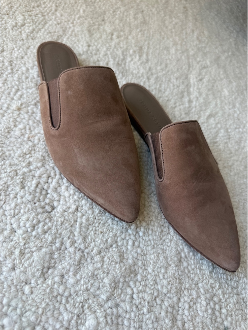 Jenni Kayne Taupe Suede Pointed Toe Mules Size 38 US 8